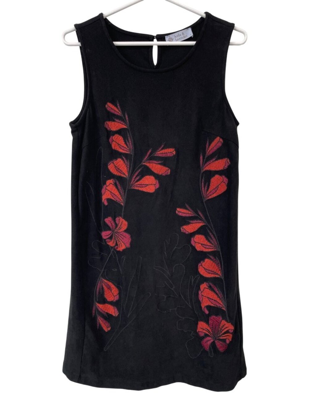 Leela & Lavender Mini Dress Small Floral Embroidered Sleeveless Keyhole Bohemian